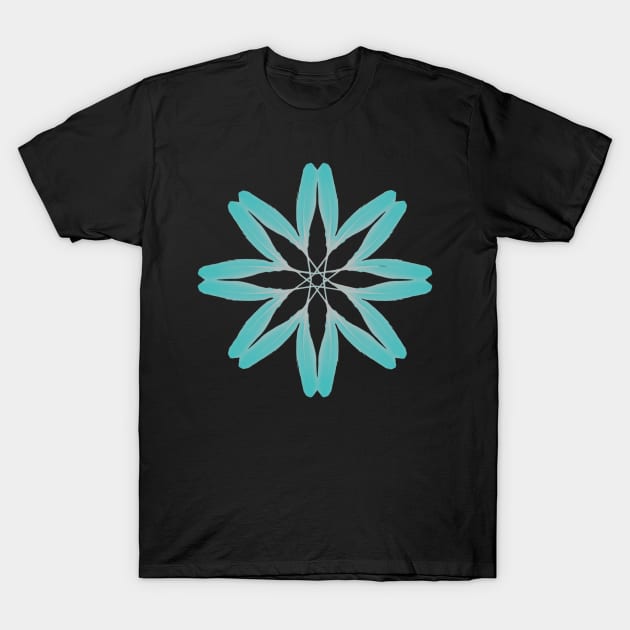 Feather Flower Teal T-Shirt by Geomhectic